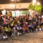 Foto: kelompok Angklungan Tasiksono di depan Pasar Kreatif Lasem (Sumber: rembangkab)