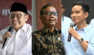 Foto: Muhaimin Iskandar, Mahfud MD, dan Gibran Rakabuming Raka