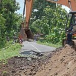 Foto: Perbaikan jalan amblas Desa Kajar menuju Lasem (Sumber: rembangkab)